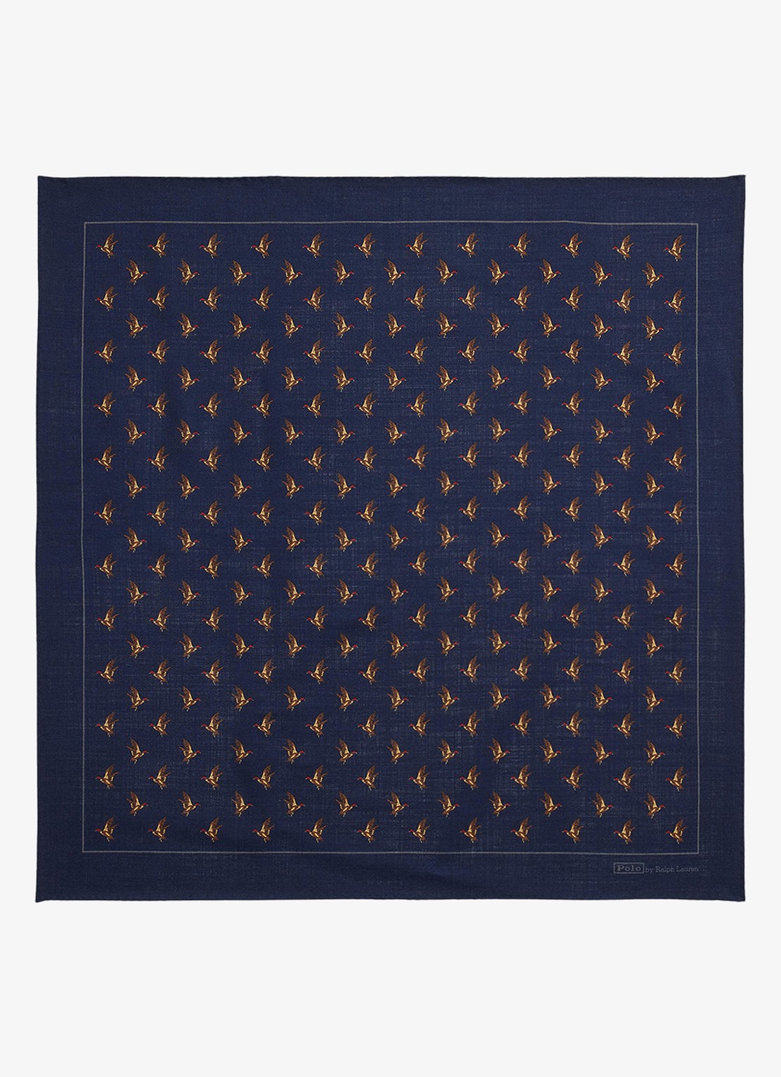 Ralph Lauren Bandana van wol met dierenprint - voorkant 2 navy / donkerblauw