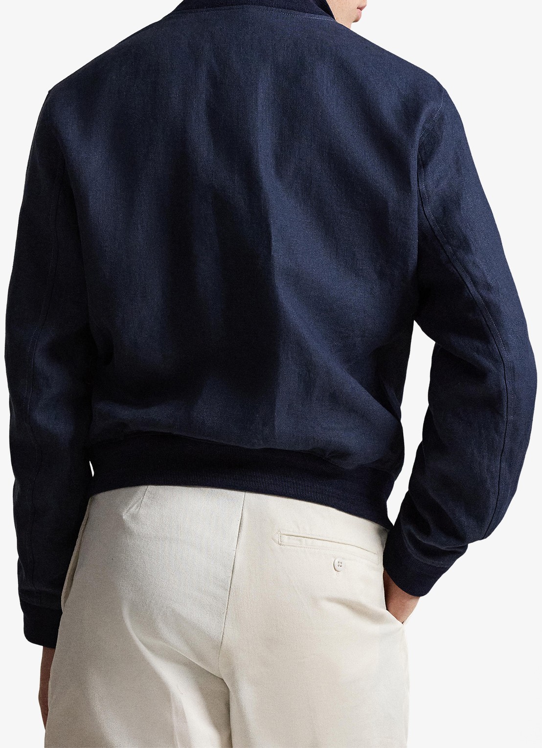 Ralph Lauren Barrett jack van linnen met visgraatdessin - achterkant refined navy / donkerblauw
