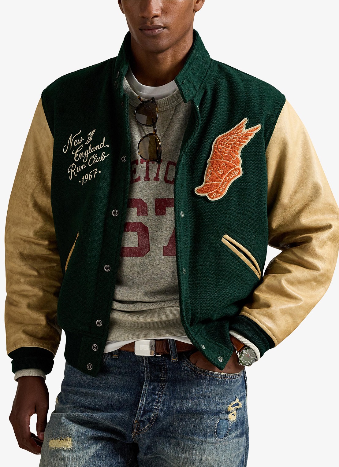 Ralph Lauren Baseball jack met logo- en backprint - detail 3 churchill green / groen