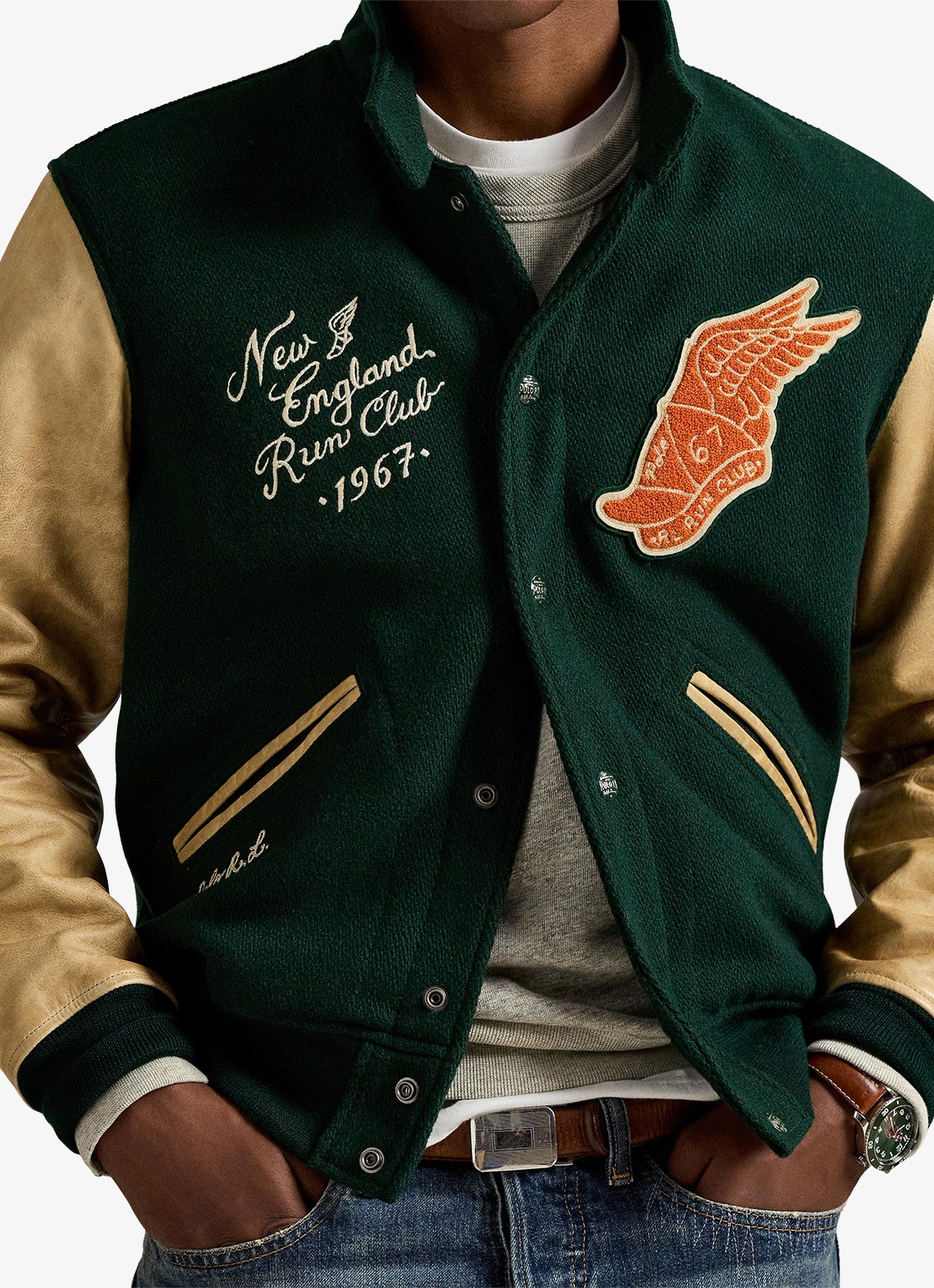 Ralph Lauren Baseball jack met logo- en backprint - detail 4 churchill green / groen