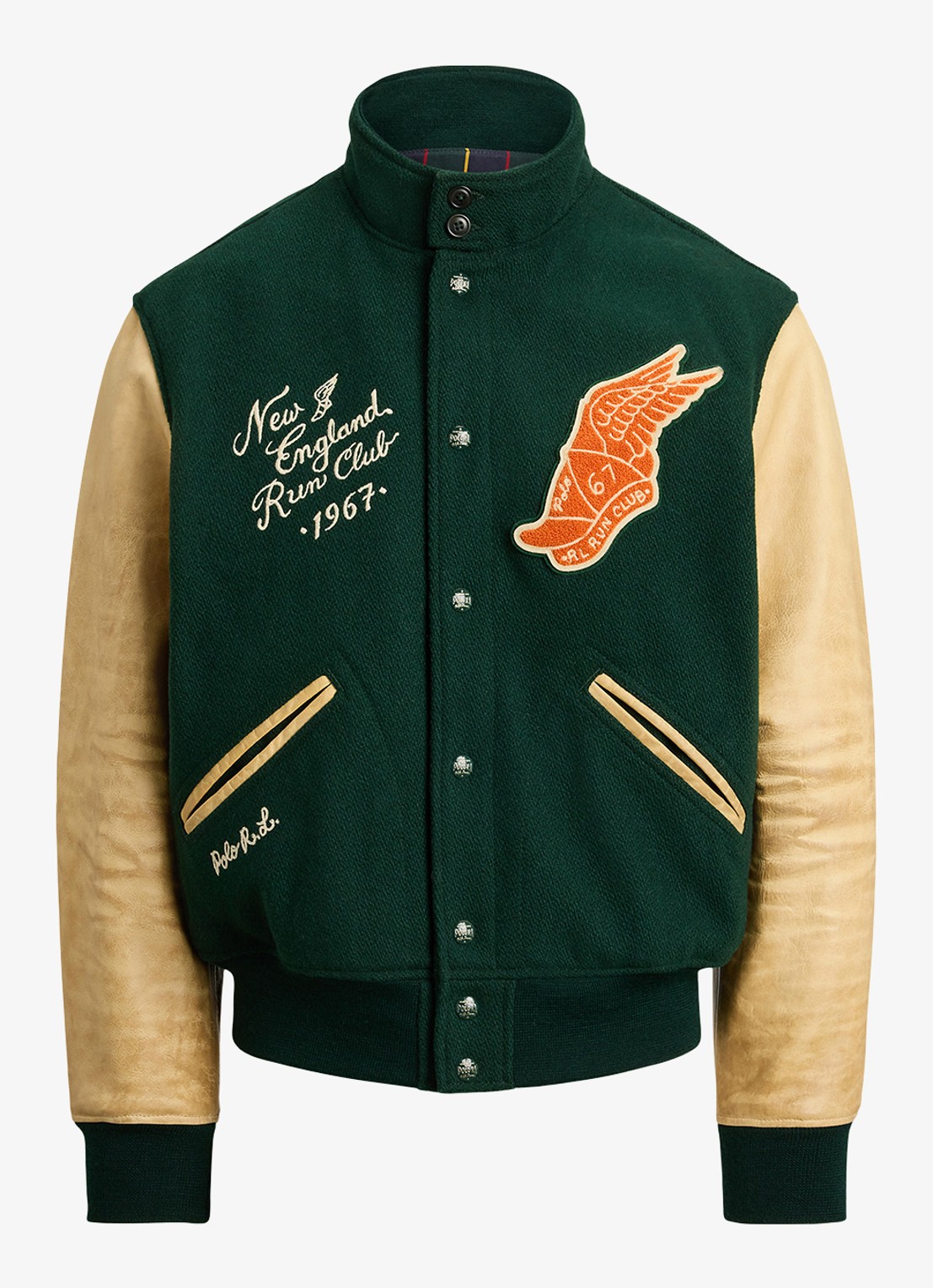 Ralph Lauren Baseball jack met logo- en backprint - voorkant churchill green / groen