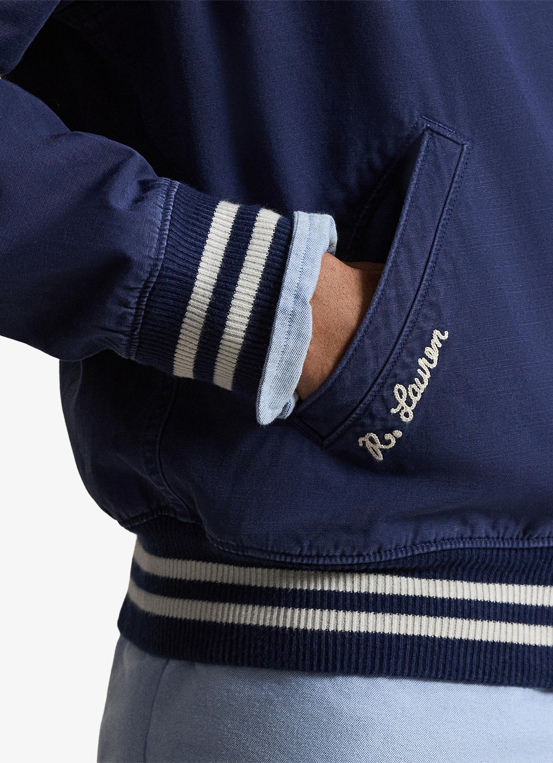 Ralph Lauren Baseball jack met steekzakken - detail 5 donkerblauw