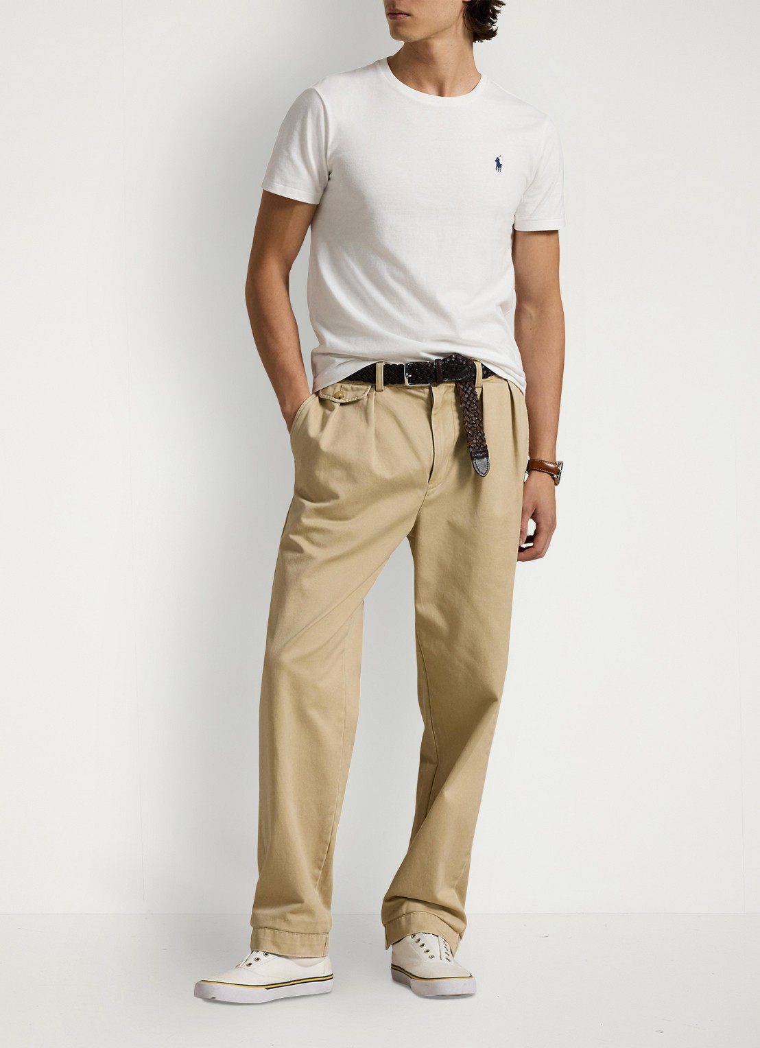 Ralph Lauren Basic T-shirt met logoborduring - voorkant 2 white / wit