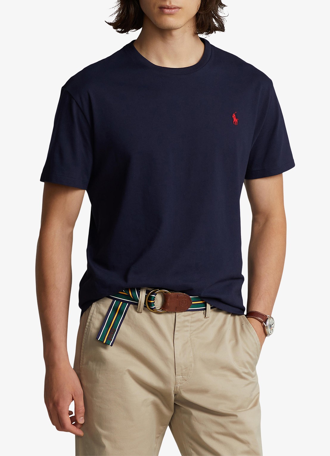 Ralph Lauren Basic T-shirt met logoborduring - detail 4 ink / blauw