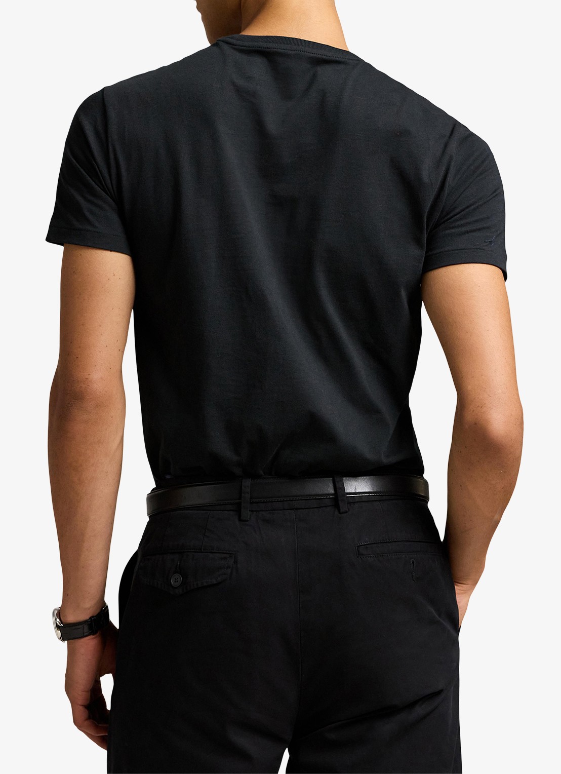 Ralph Lauren Basic T-shirt met logoborduring - achterkant 3 rl black / zwart