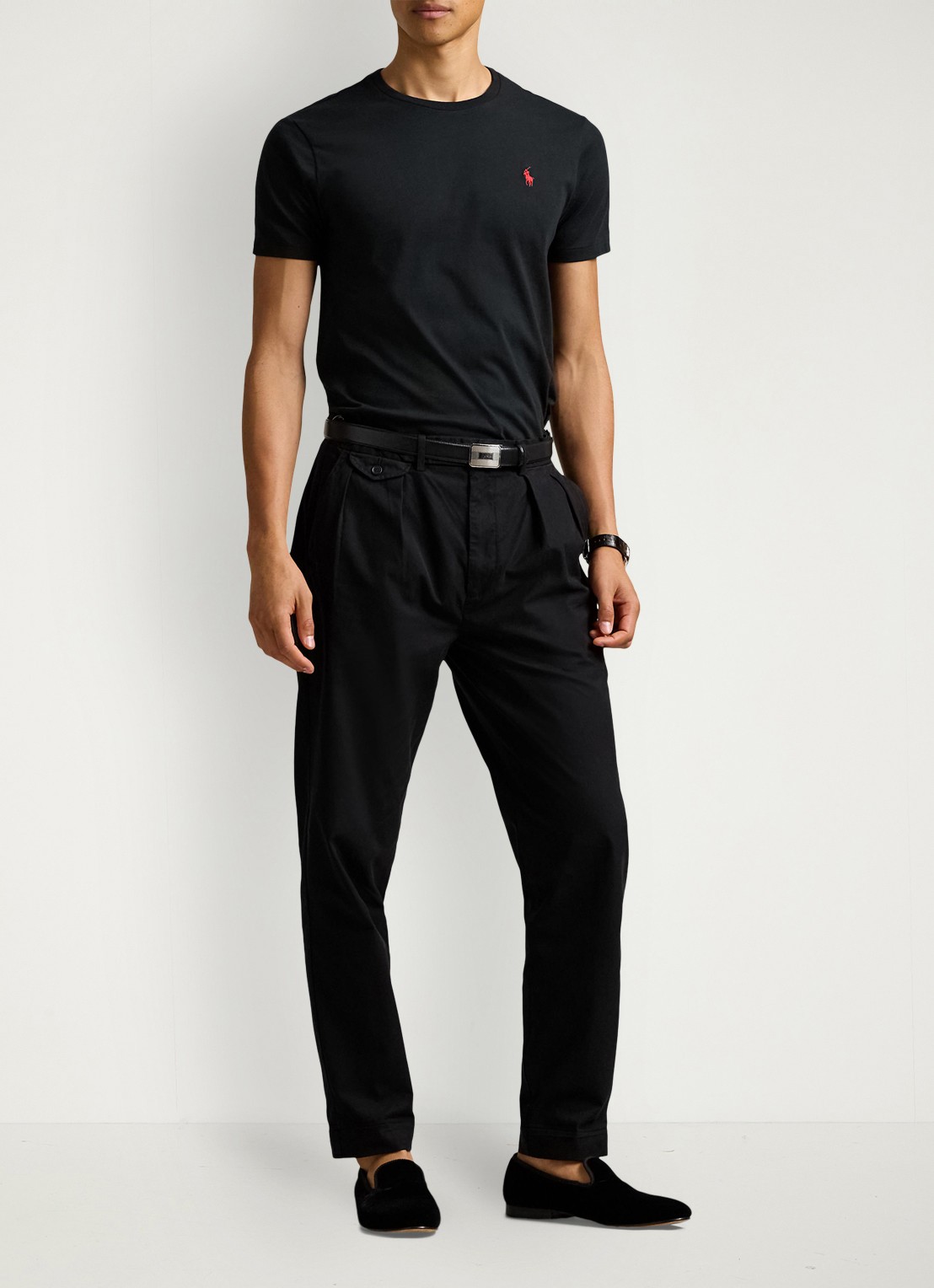Ralph Lauren Basic T-shirt met logoborduring - voorkant 5 rl black / zwart