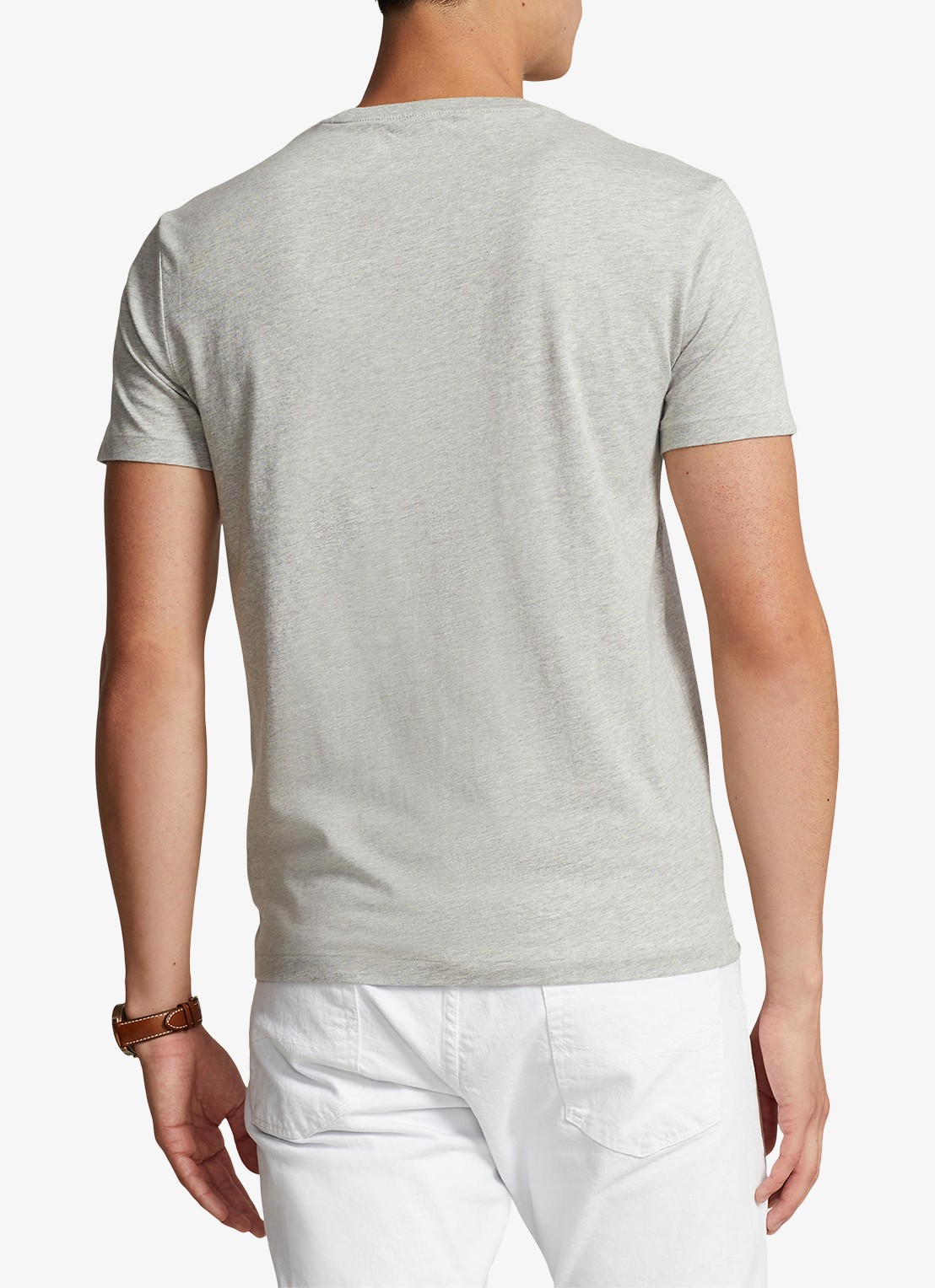 Ralph Lauren Basic T-shirt met logoborduring - achterkant new grey heather / grijs