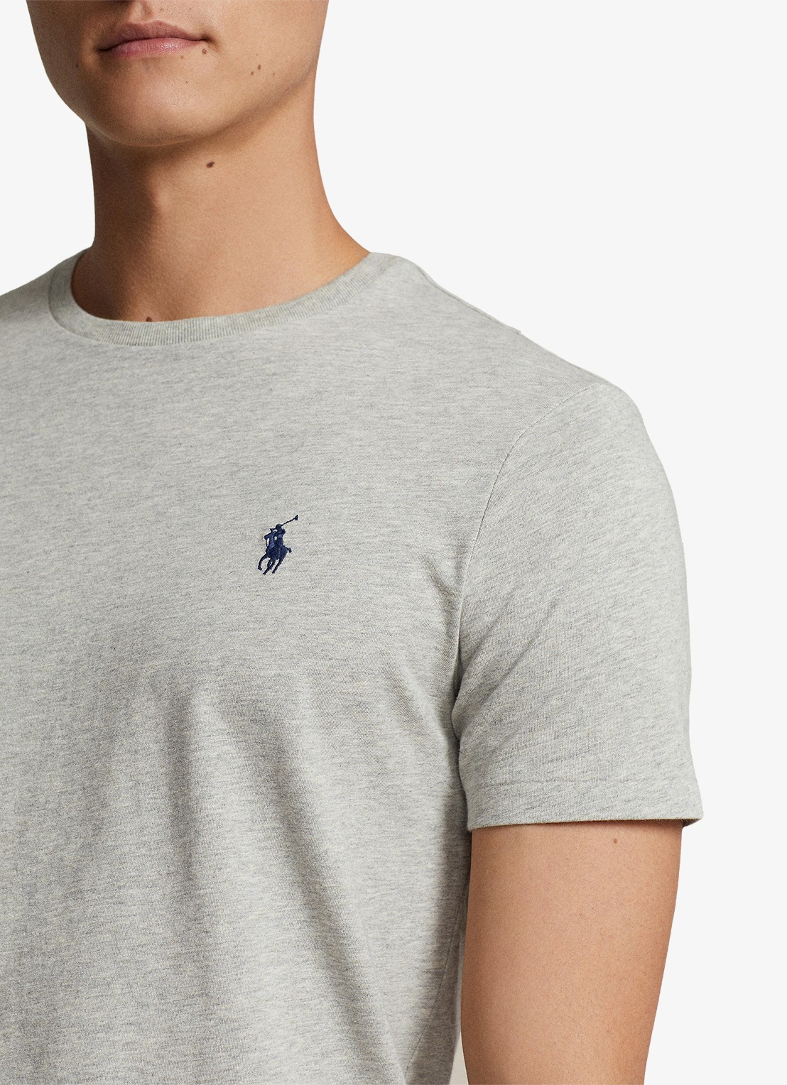 Ralph Lauren Basic T-shirt met logoborduring - detail 5 new grey heather / grijs
