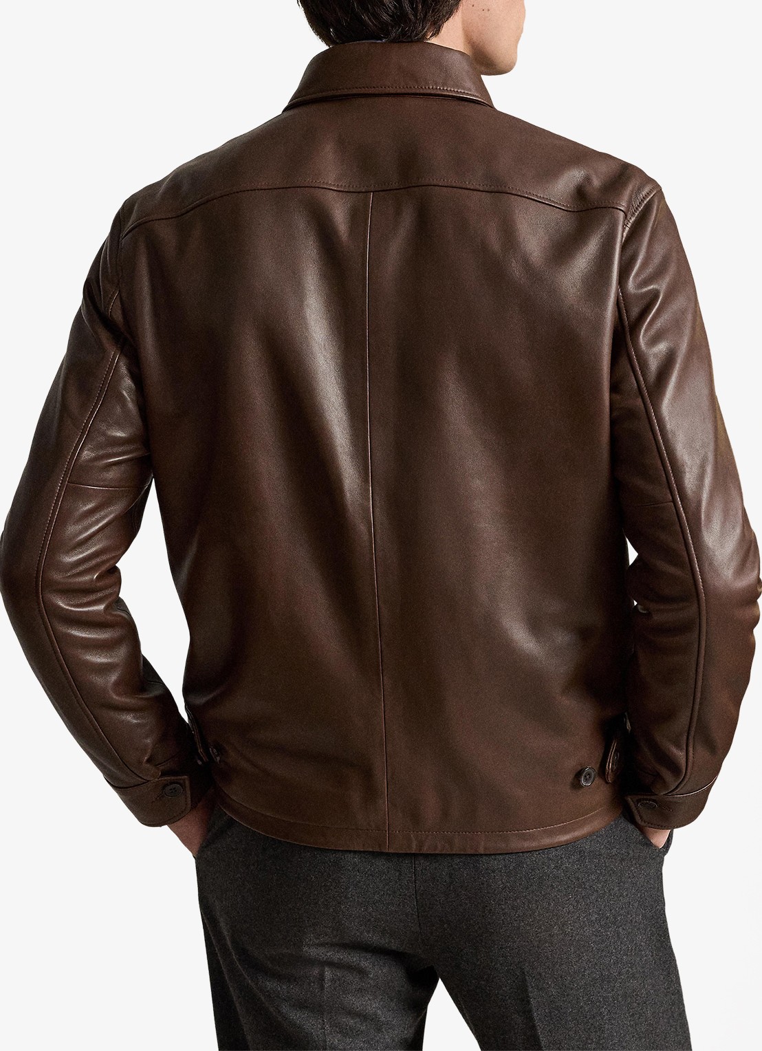 Ralph Lauren Bayville jack van lamsleer met steekzakken - achterkant bison brown / bruin