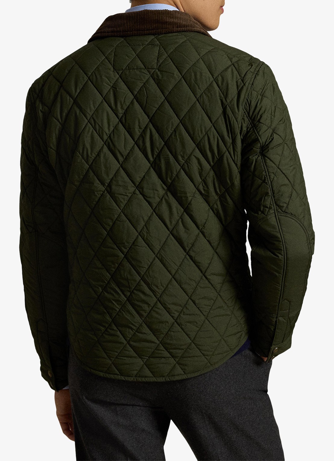 Ralph Lauren Beaton gewatteerd jack met details van corduroy - achterkant 3 company olive / olijfgroen
