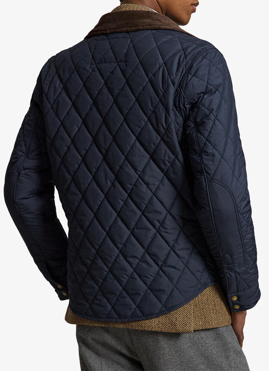 Ralph Lauren Beaton gewatteerd jack met details van corduroy - achterkant 5 college navy / donkerblauw