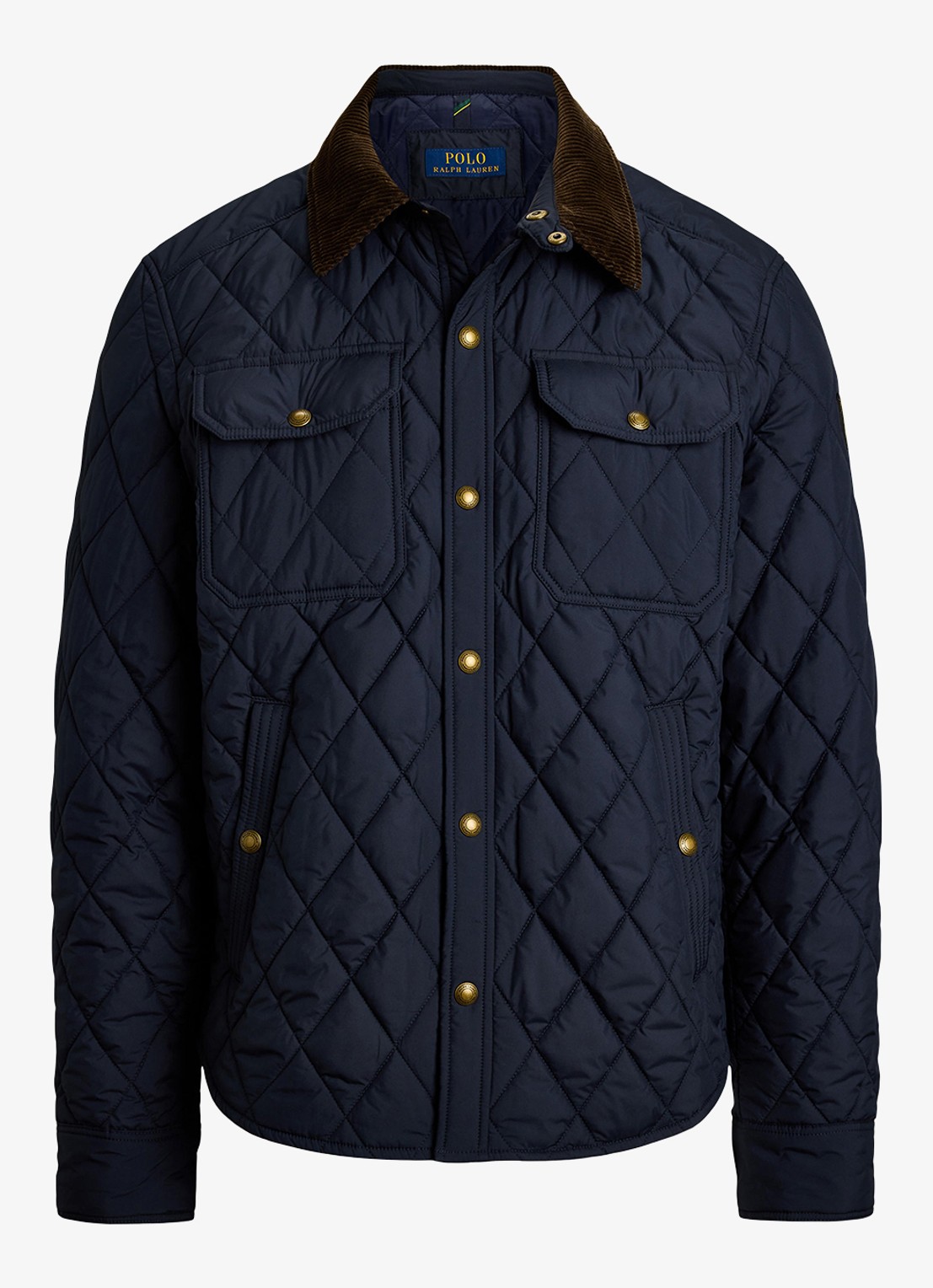 Ralph Lauren Beaton gewatteerd jack met details van corduroy - voorkant 3 college navy / donkerblauw