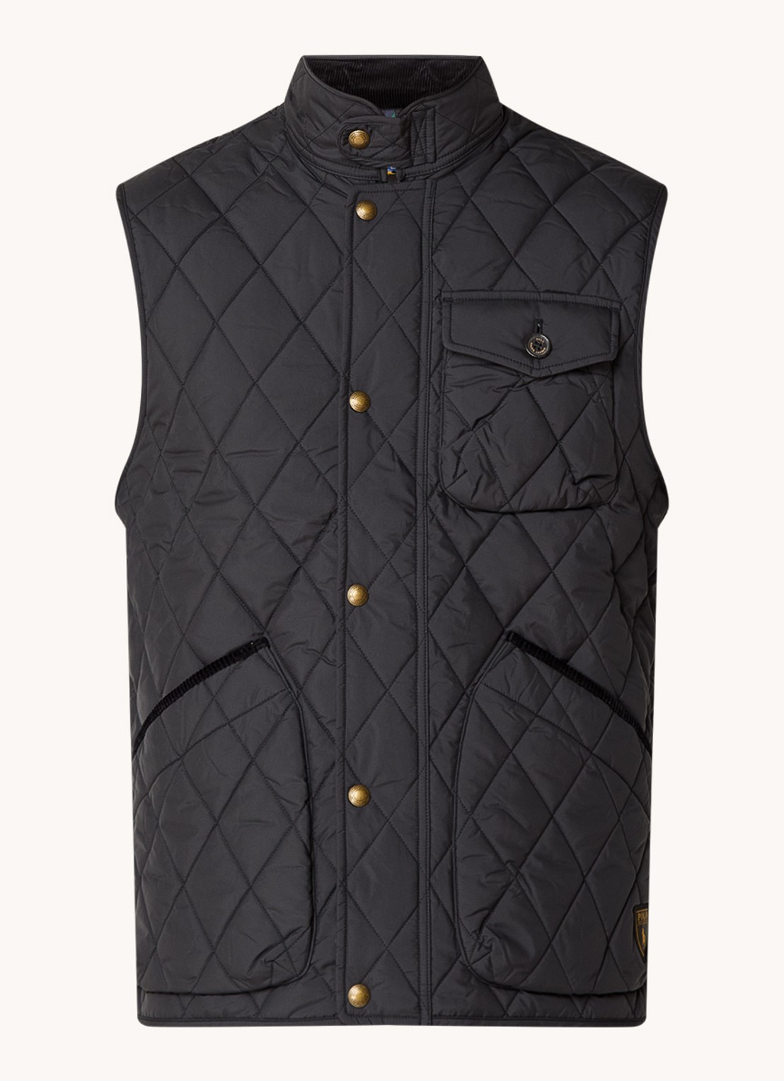 Ralph Lauren Beaton gewatteerde utility bodywarmer met opgestikte zakken - voorkant 3 polo black / zwart