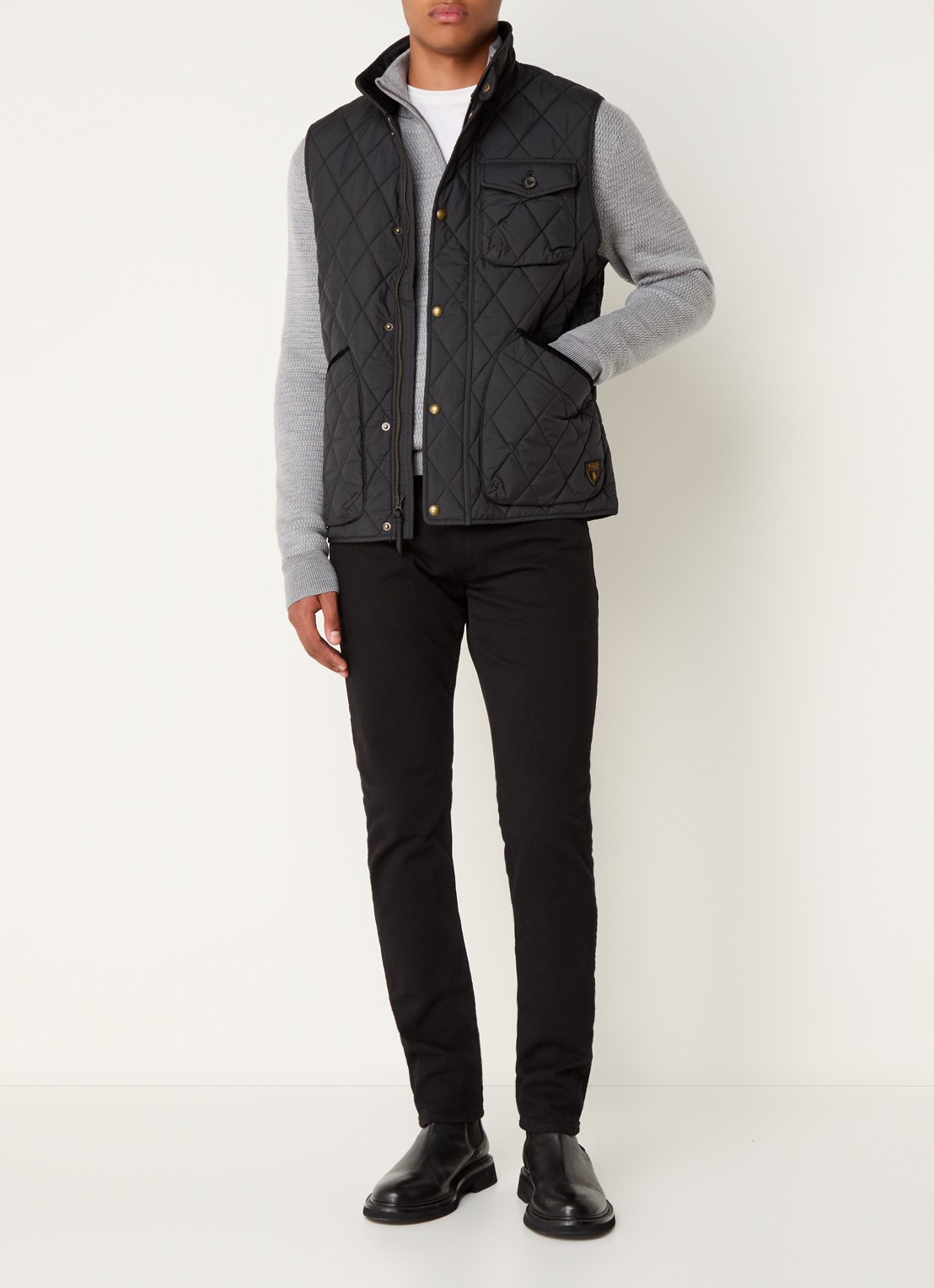 Ralph Lauren Beaton gewatteerde utility bodywarmer met opgestikte zakken - voorkant 4 polo black / zwart