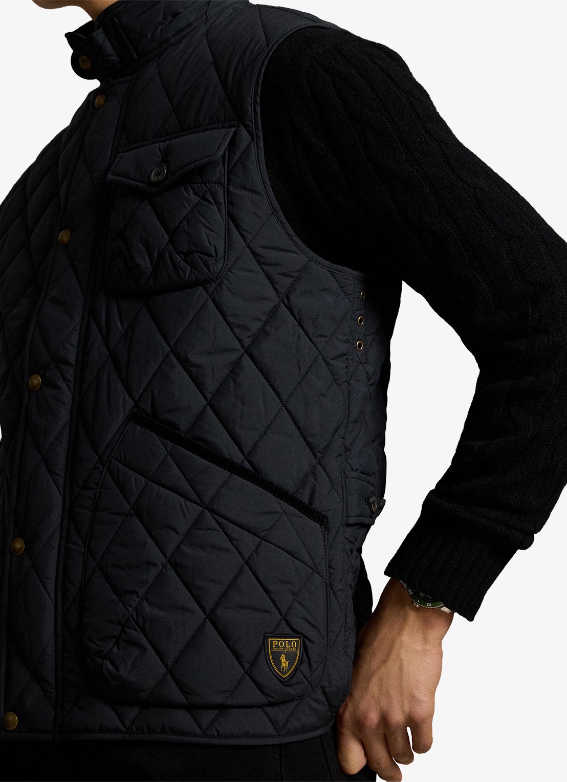 Ralph Lauren Beaton gewatteerde utility bodywarmer met opgestikte zakken - detail 8 polo black / zwart