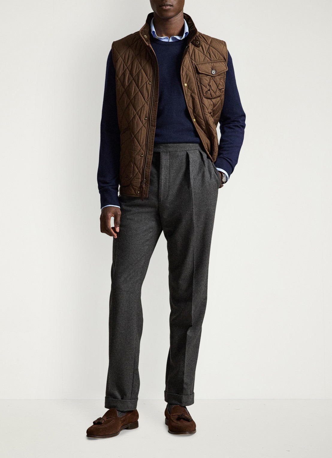 Ralph Lauren Beaton gewatteerde utility bodywarmer met opgestikte zakken - detail 2 nutmeg brwn / bruin