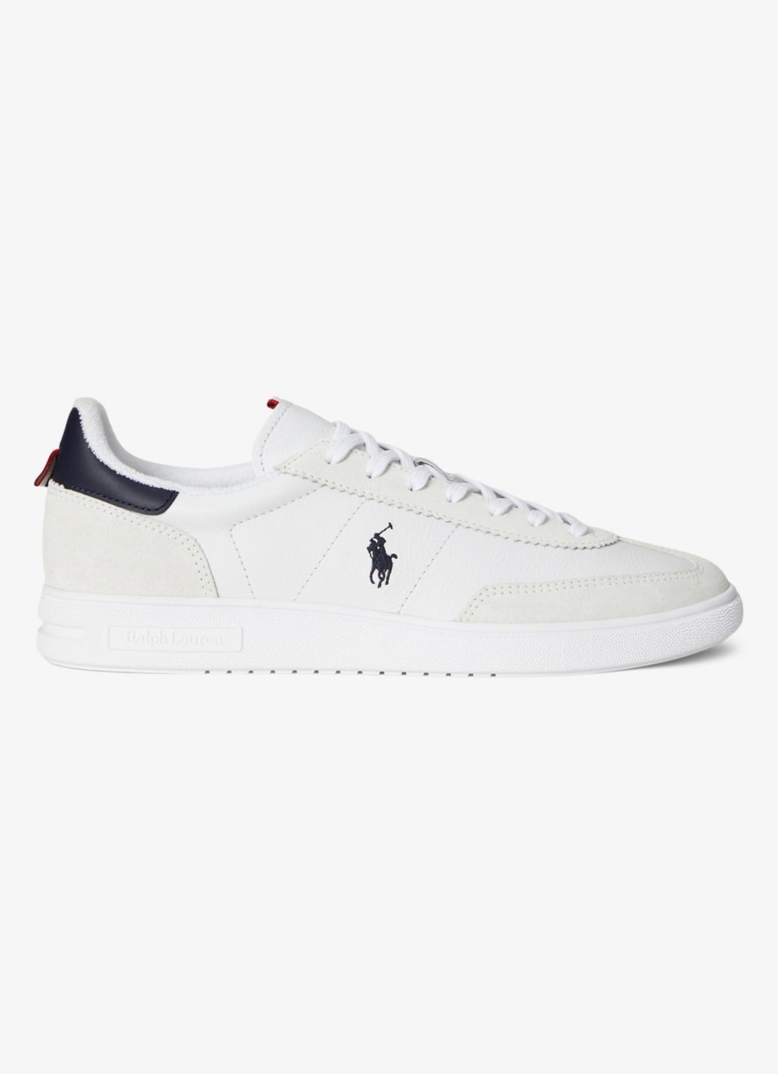 Ralph Lauren Bedford sneaker van leer met details van suède - detail wit