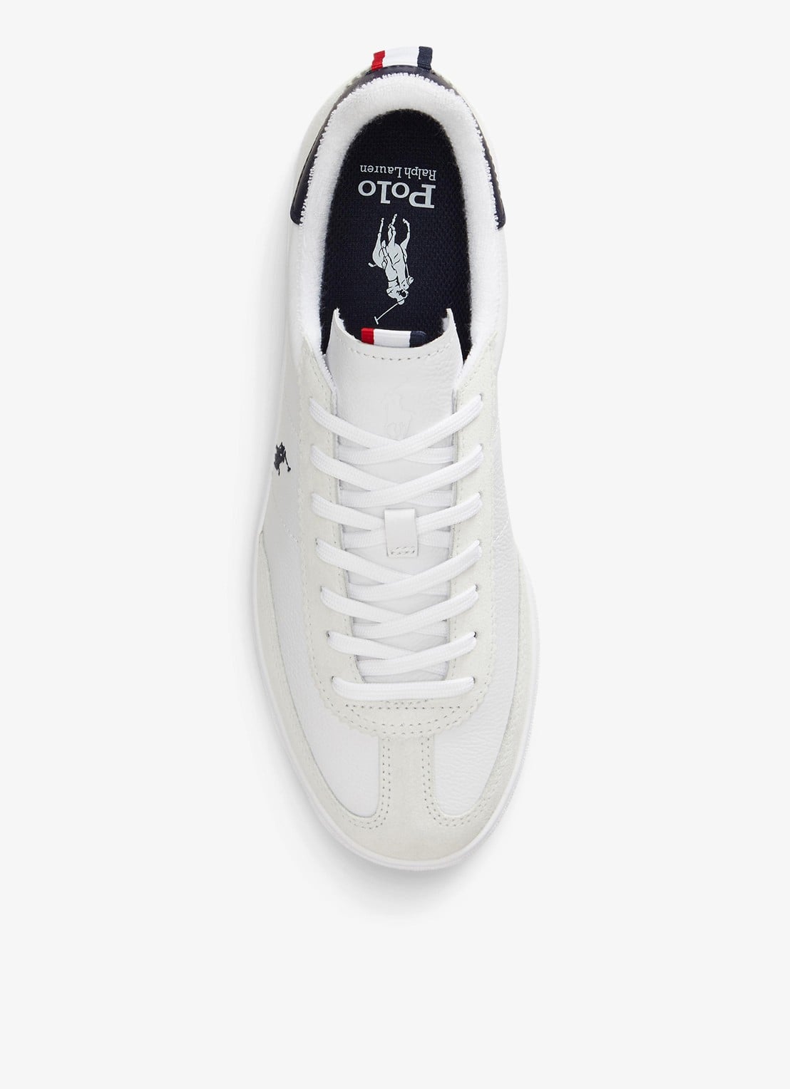 Ralph Lauren Bedford sneaker van leer met details van suède - detail 2 wit
