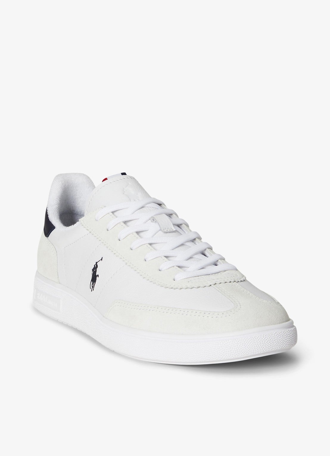 Ralph Lauren Bedford sneaker van leer met details van suède - voorkant 5 wit