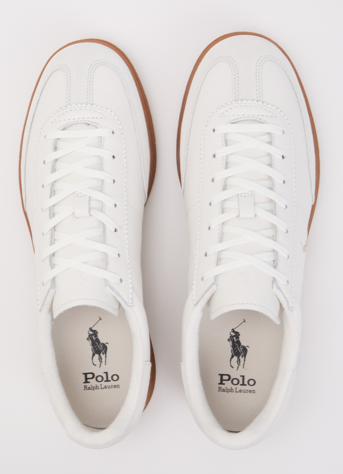 Ralph Lauren Bedford sneaker van leer met details van suéde  - detail 2 wit