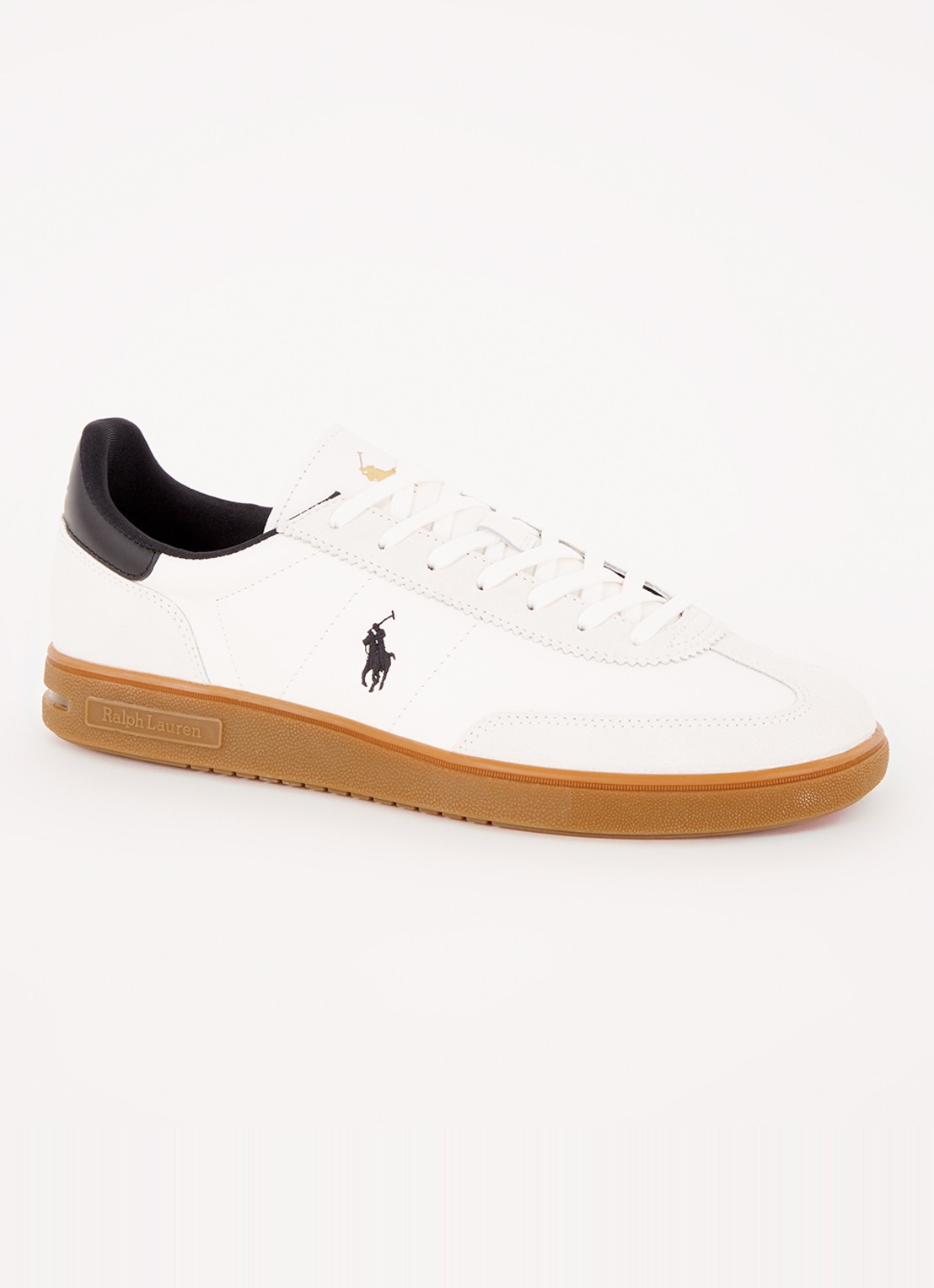 Ralph Lauren Bedford sneaker van leer met suède details - voorkant gebroken wit