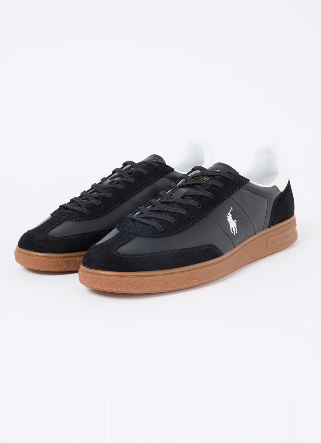 Ralph Lauren Bedford sneaker van leer met suède - detail 3 zwart