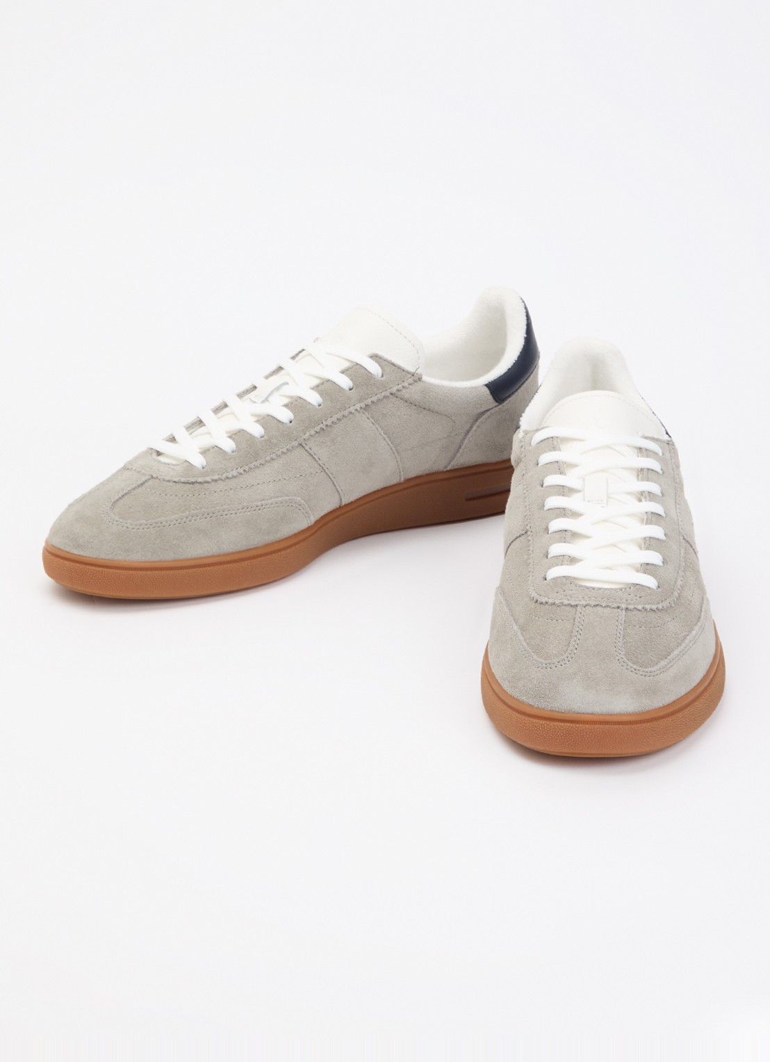 Ralph Lauren Bedford sneaker van suède met leren details en logoborduring - detail 7 grijs