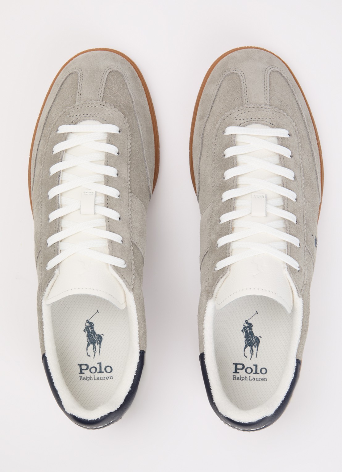 Ralph Lauren Bedford sneaker van suède met leren details en logoborduring - detail 8 grijs