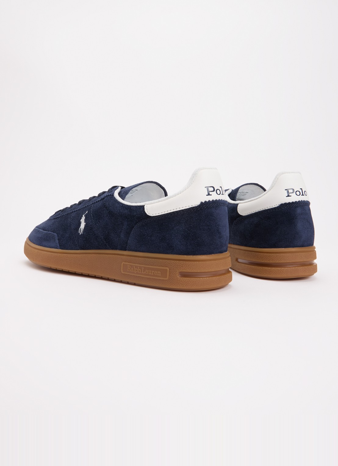 Ralph Lauren Bedford sneaker van suède met logoborduring - achterkant 2 donkerblauw