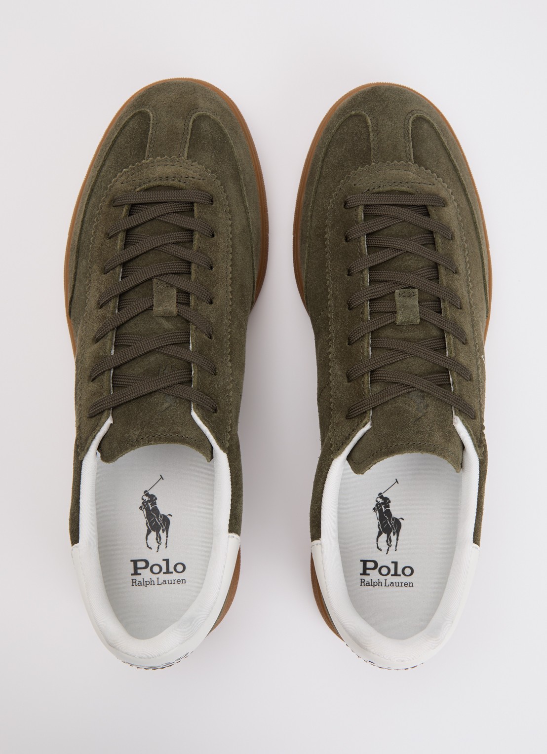 Ralph Lauren Bedford sneaker van suède - detail 2 bronsgroen