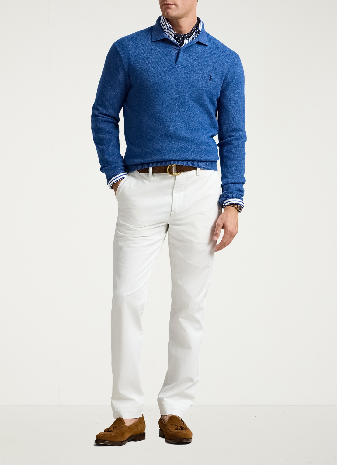 Ralph Lauren Bedford straight fit chino met stretch - voorkant 2 deckwash white / wit