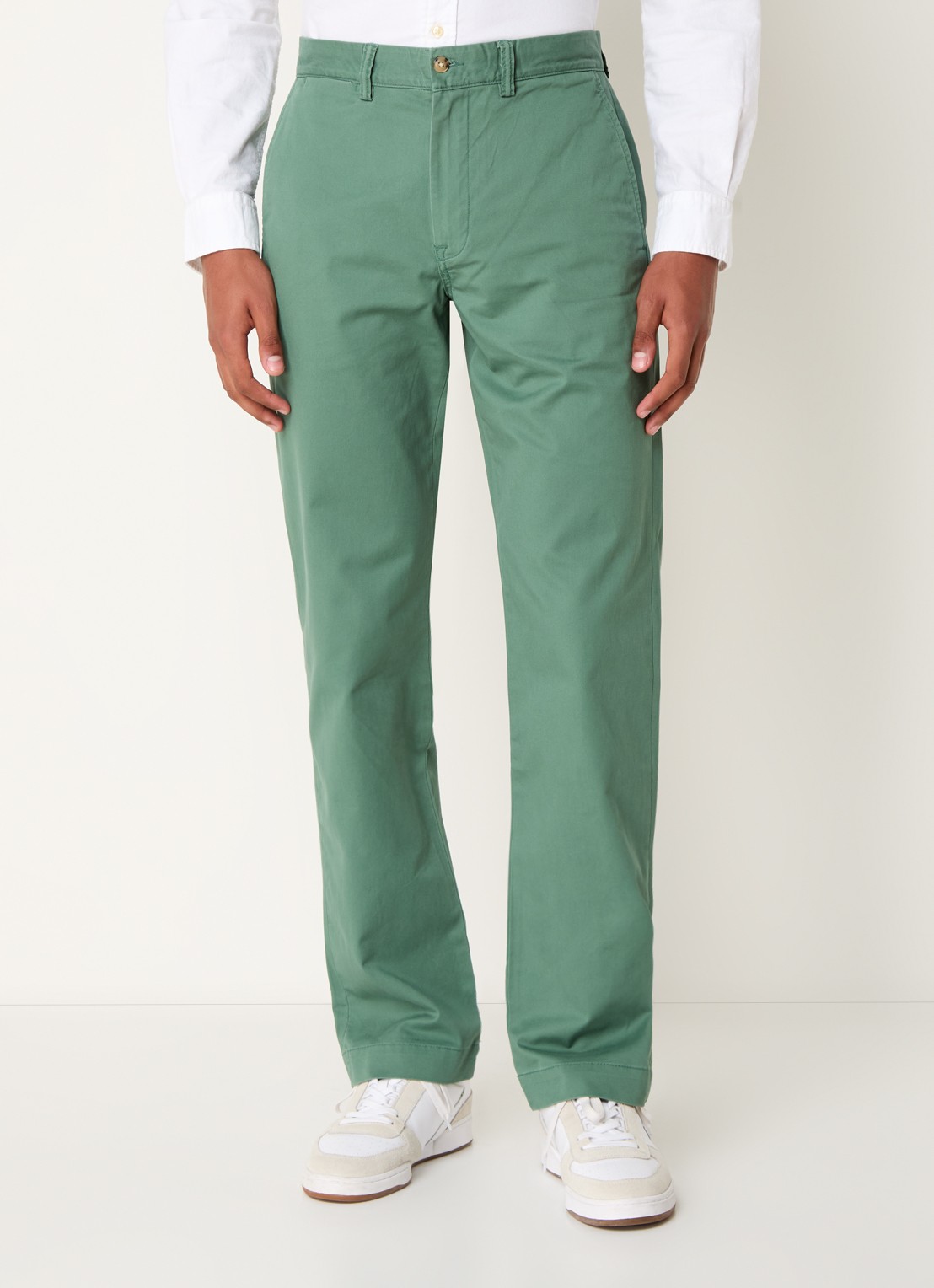 Ralph Lauren Bedford straight fit stretch chino broek - detail 4 washed forest / zeegroen