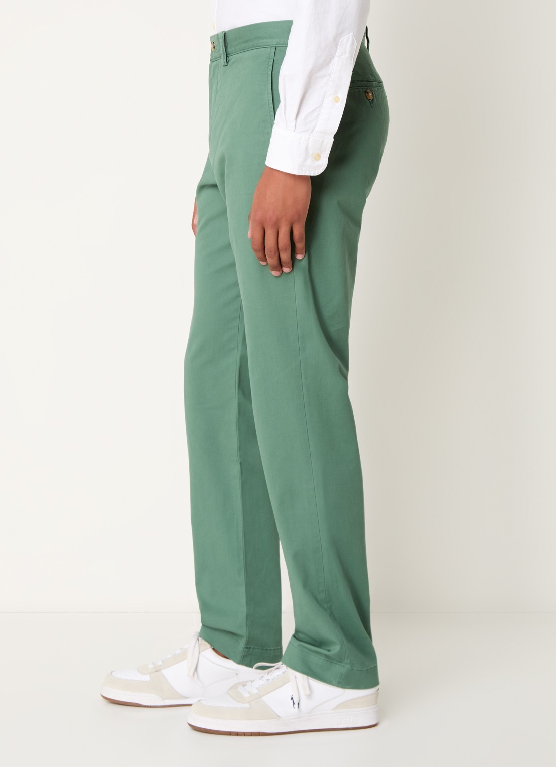Ralph Lauren Bedford straight fit stretch chino broek - detail 5 washed forest / zeegroen