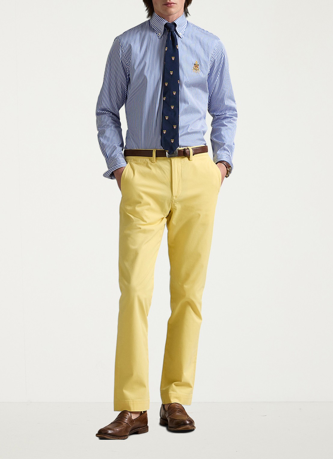Ralph Lauren Bedford straight fit stretch chino broek - voorkant 5 geel