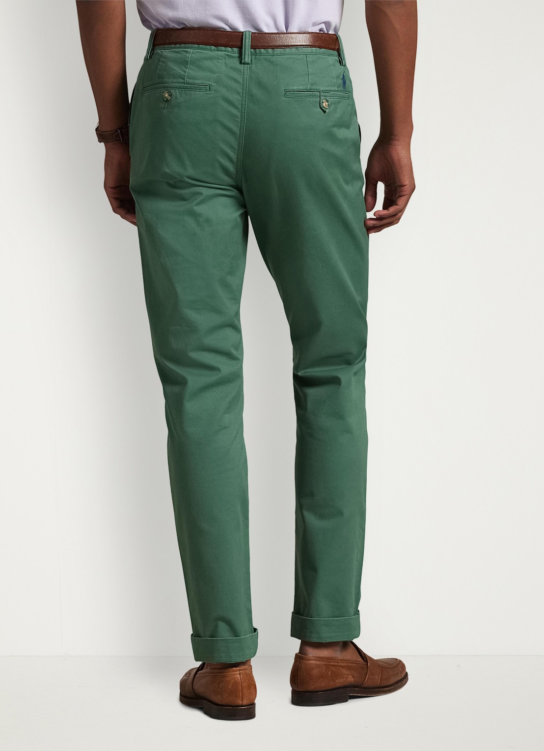 Ralph Lauren Bedford straight fit stretch chino broek - achterkant washed forest / groen