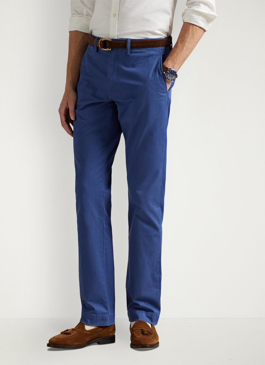 Ralph Lauren Bedford straight fit stretch chino broek - detail 4 old royal / blauw