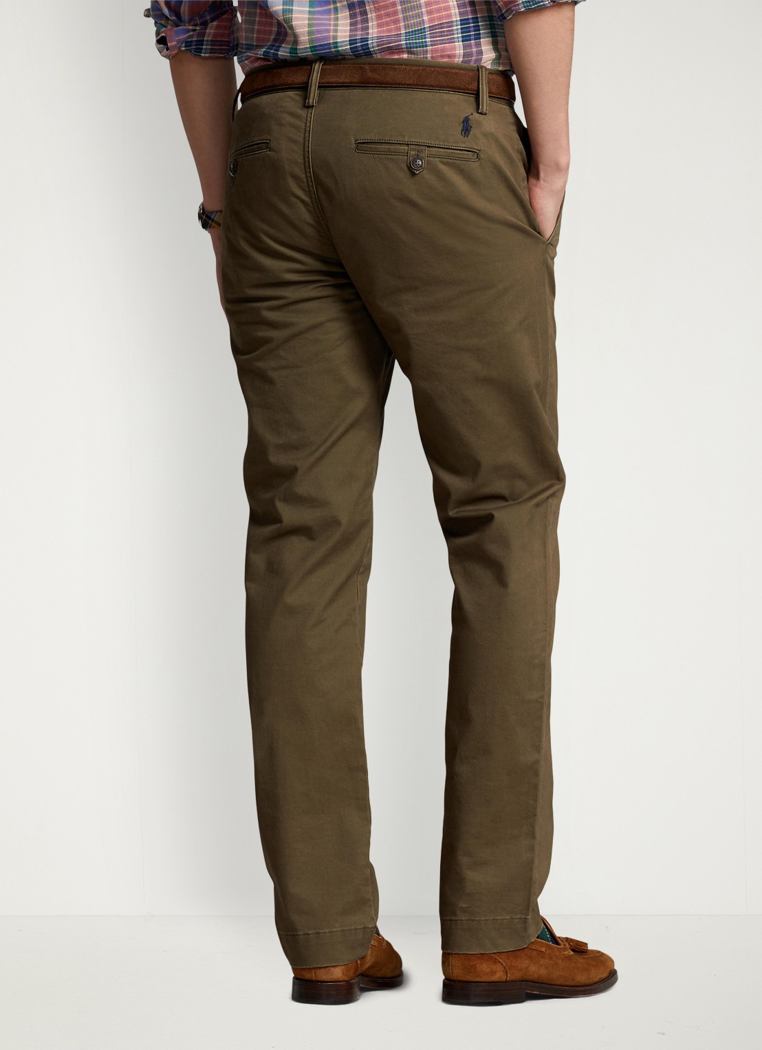 Ralph Lauren Bedford straight fit stretch chino broek - achterkant canopy olive / olijfgroen