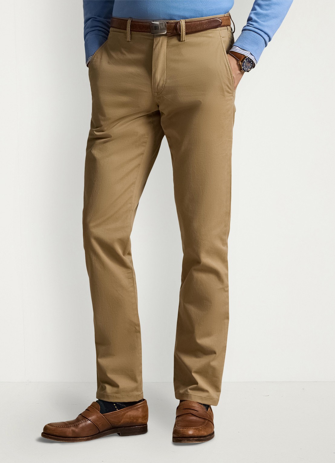 Ralph Lauren Bedford straight fit stretch chino broek - detail desert khaki