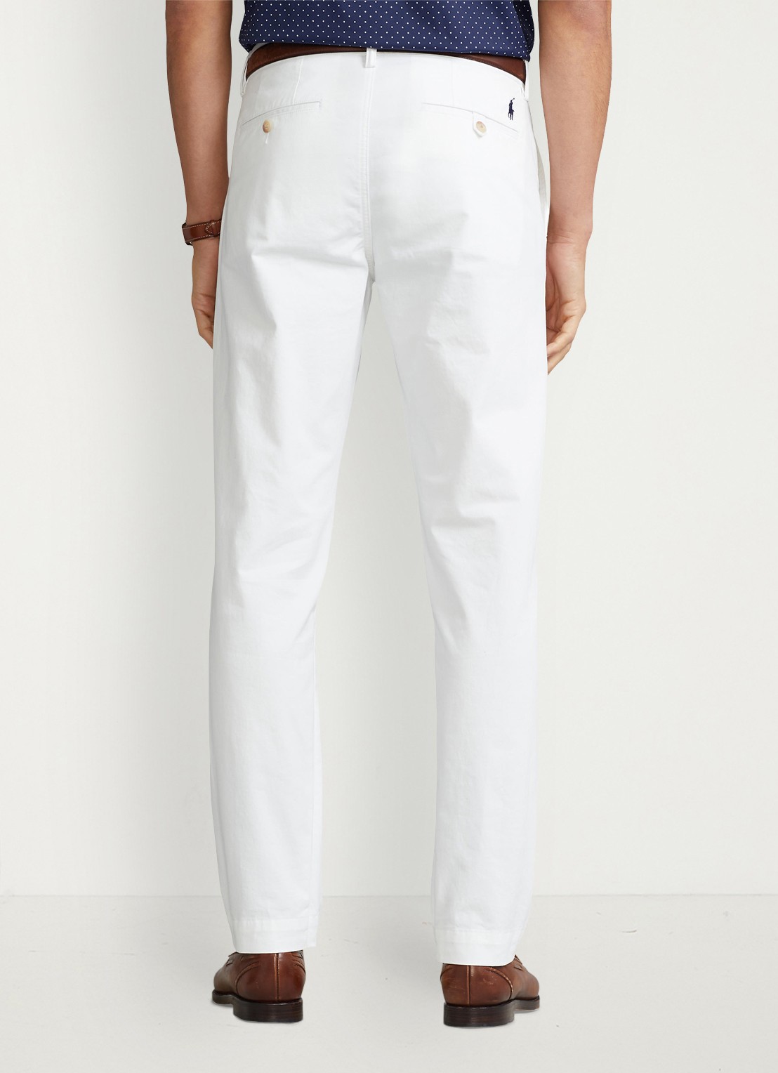 Ralph Lauren Bedford straight fit stretch chino broek - achterkant ceramic white / wit