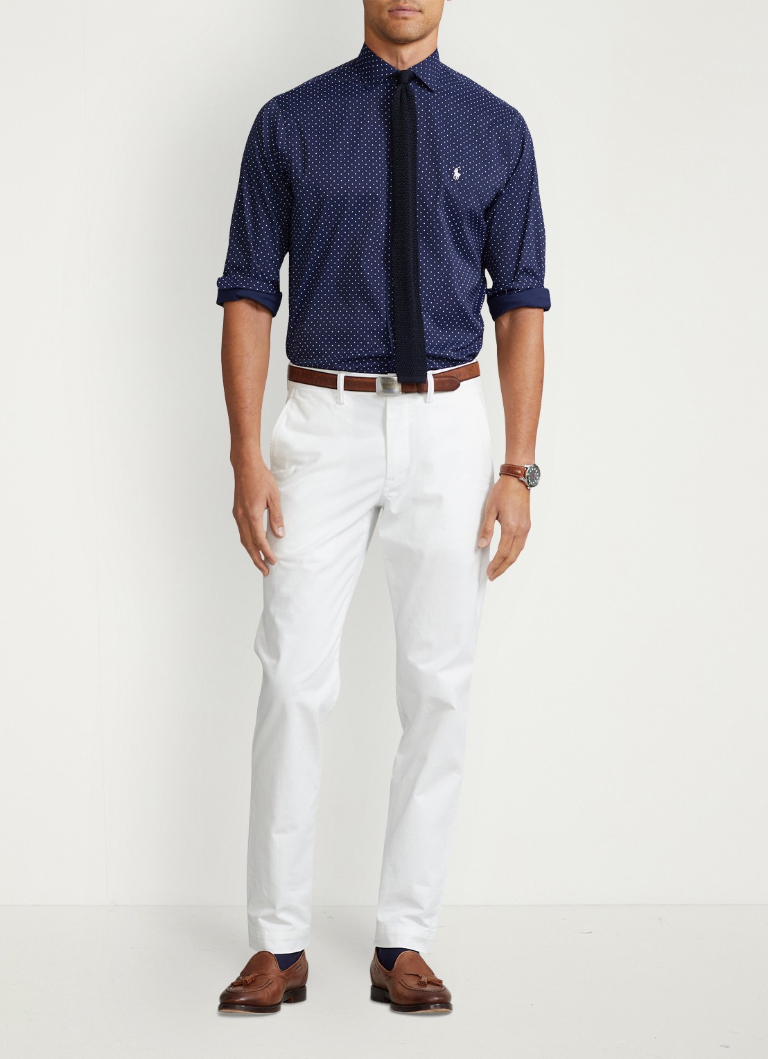 Ralph Lauren Bedford straight fit stretch chino broek - voorkant 4 ceramic white / wit