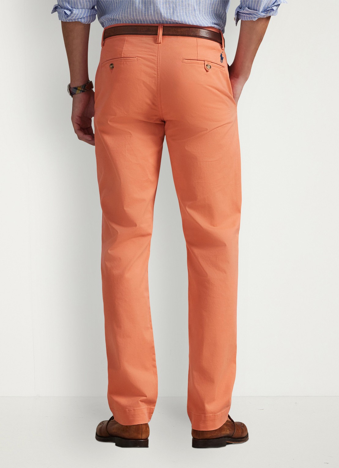 Ralph Lauren Bedford straight fit stretch chino broek - achterkant 3 deep mango