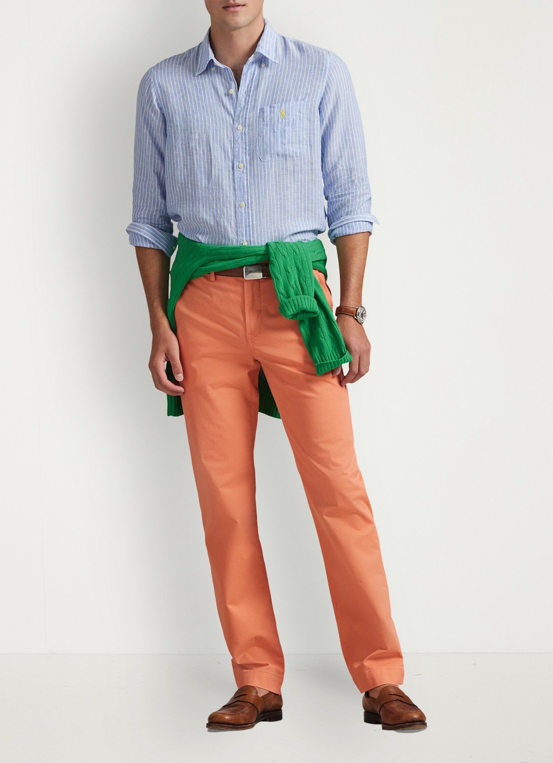Ralph Lauren Bedford straight fit stretch chino broek - voorkant 5 deep mango