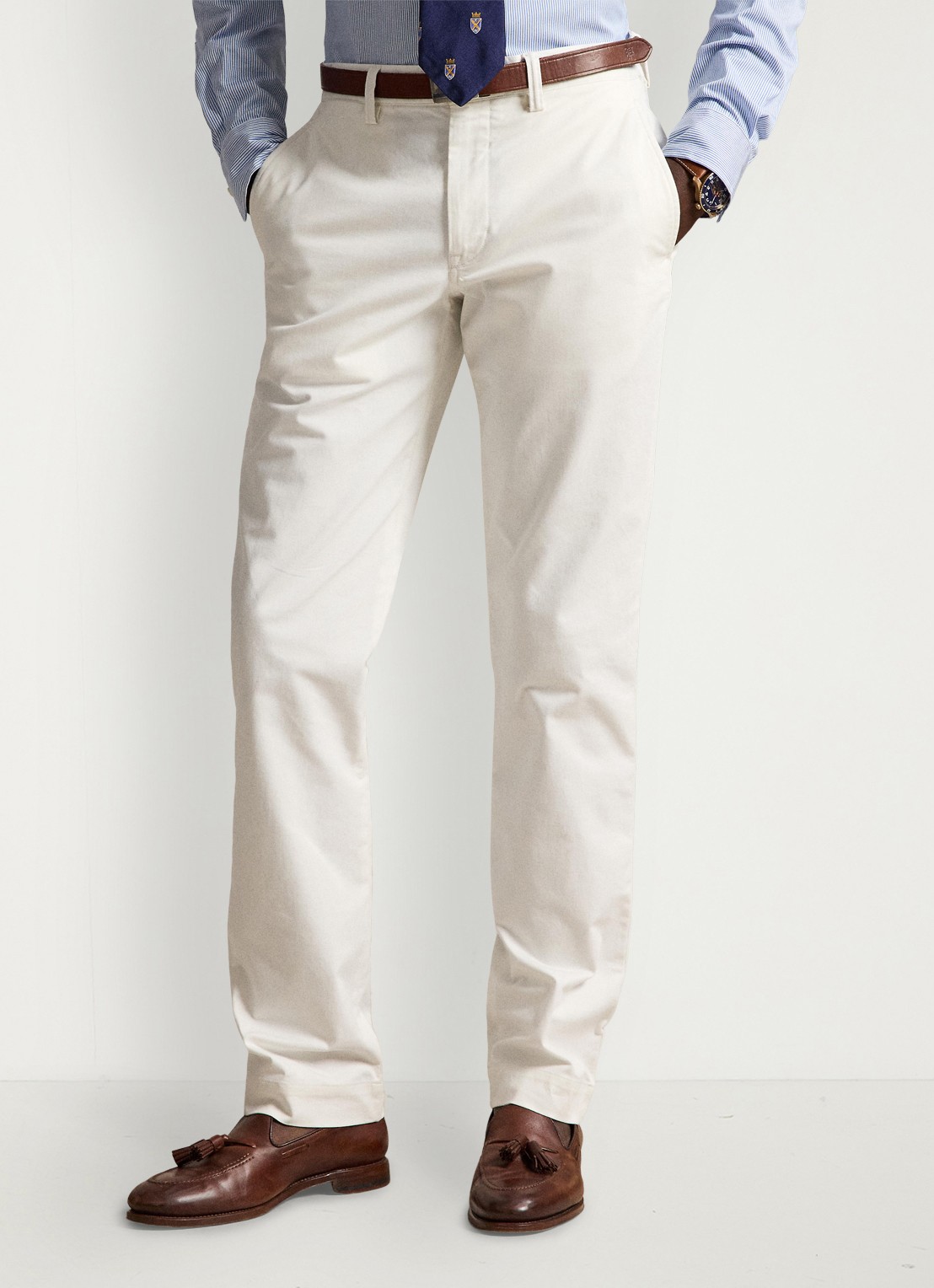 Ralph Lauren Bedford straight fit stretch chino broek - detail 4 white / wit