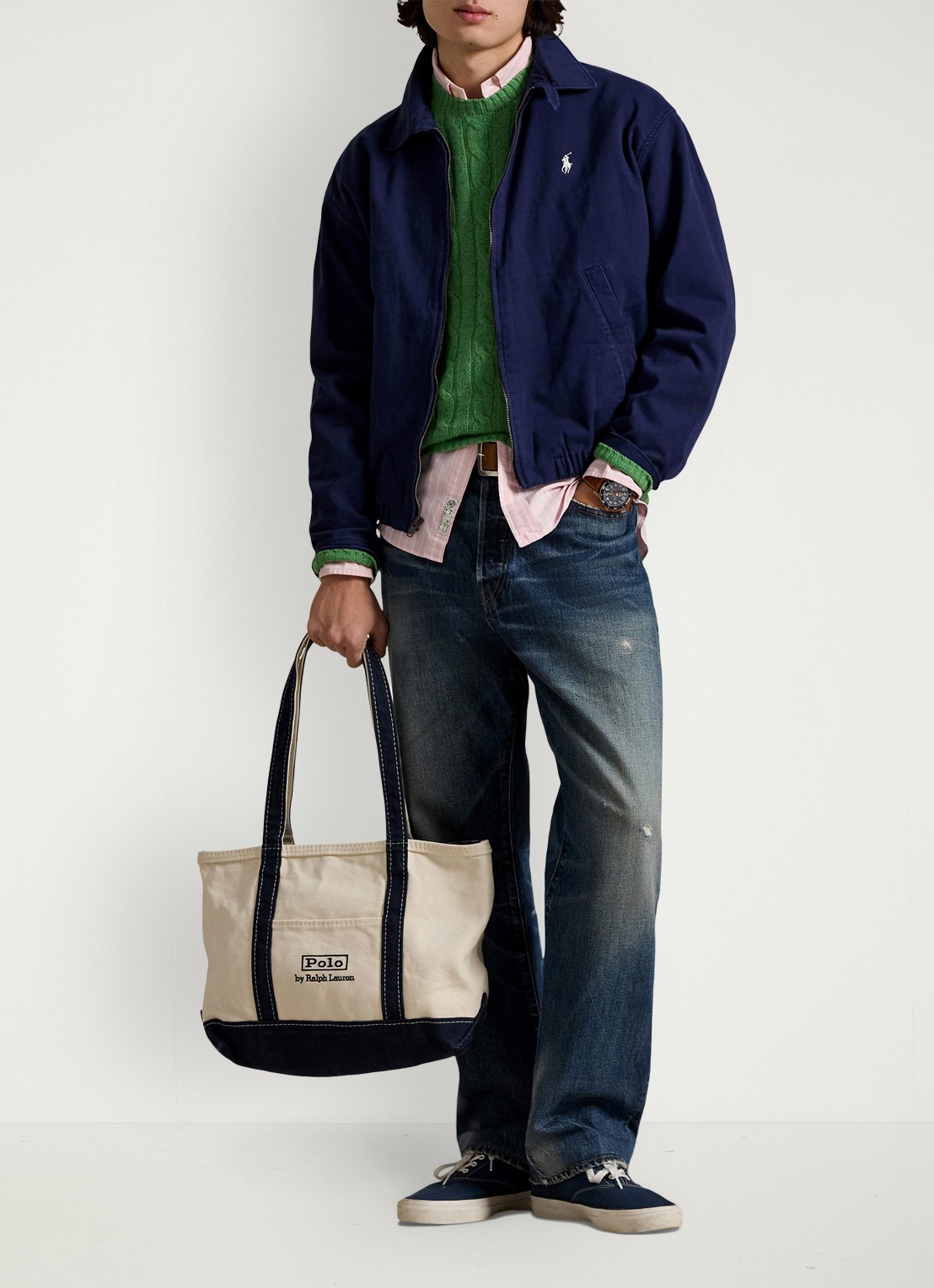 Ralph Lauren Big Bayport bomberjack met steekzakken - voorkant 5 newport navy