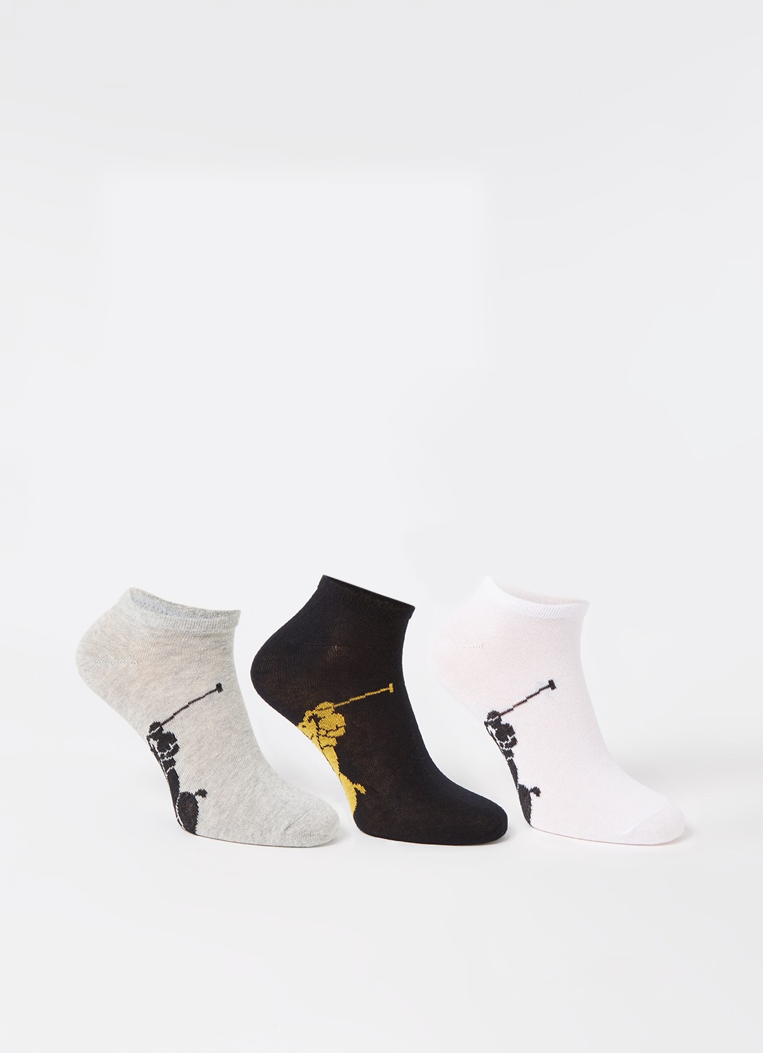 Ralph Lauren Big Pony sneakersokken met logo in 3-pack - voorkant 2 non-spec. - ast clr pack