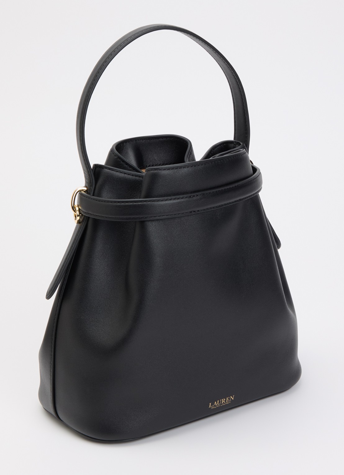 Ralph Lauren Blaike Medium schoudertas van leer met afneembare schouderriem - achterkant zwart