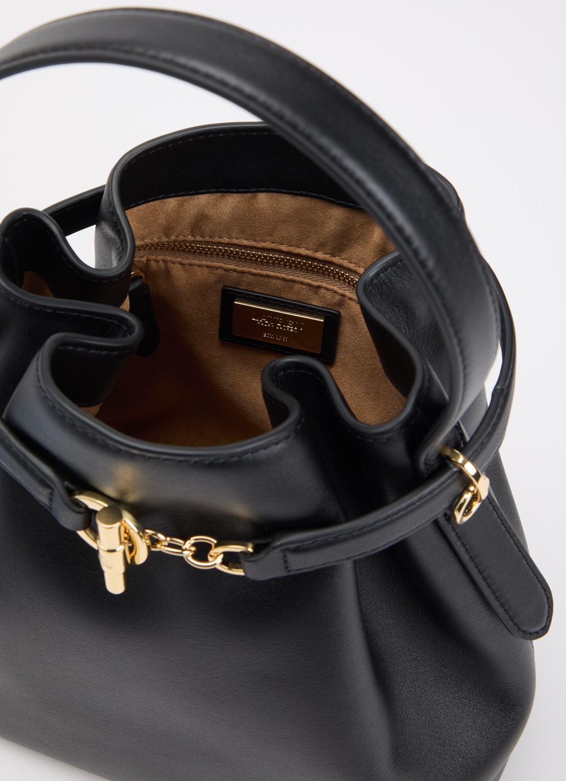 Ralph Lauren Blaike Medium schoudertas van leer met afneembare schouderriem - detail 2 zwart