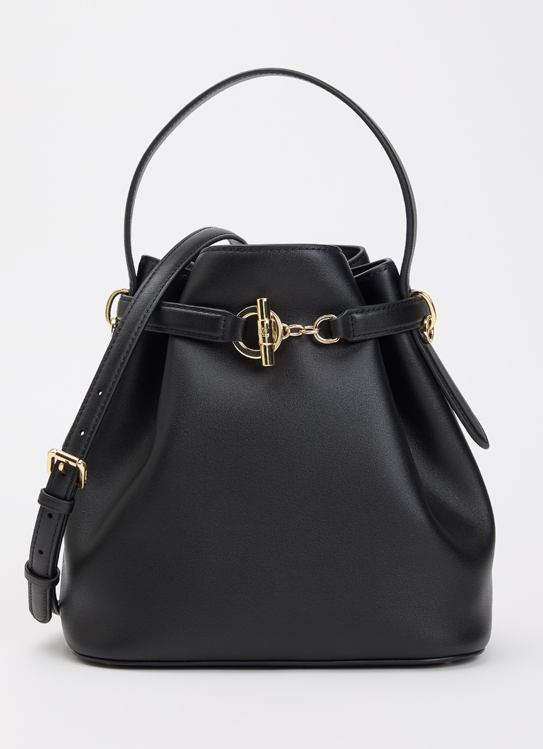 Ralph Lauren Blaike Medium schoudertas van leer met afneembare schouderriem - voorkant 5 zwart