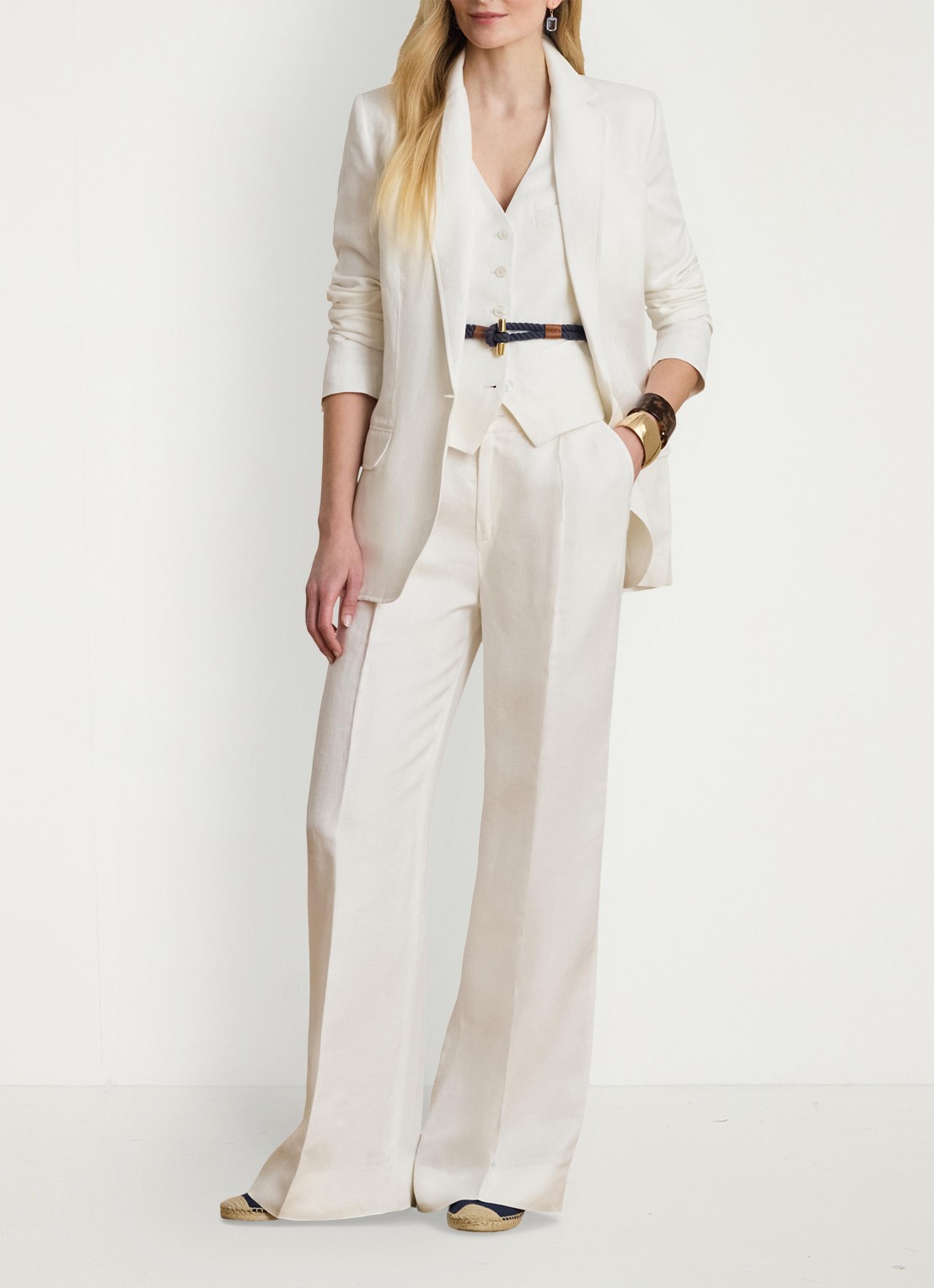 Ralph Lauren Blazer in linnenblend met klepzakken - voorkant 4 wit