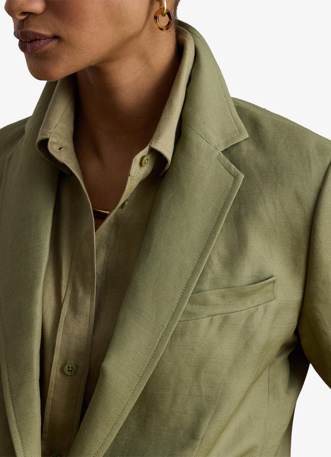 Ralph Lauren Blazer in linnenblend met klepzakken - detail 5 light agave / groen